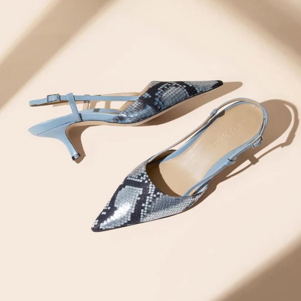 Brand New Python Leather Slingback Pumps